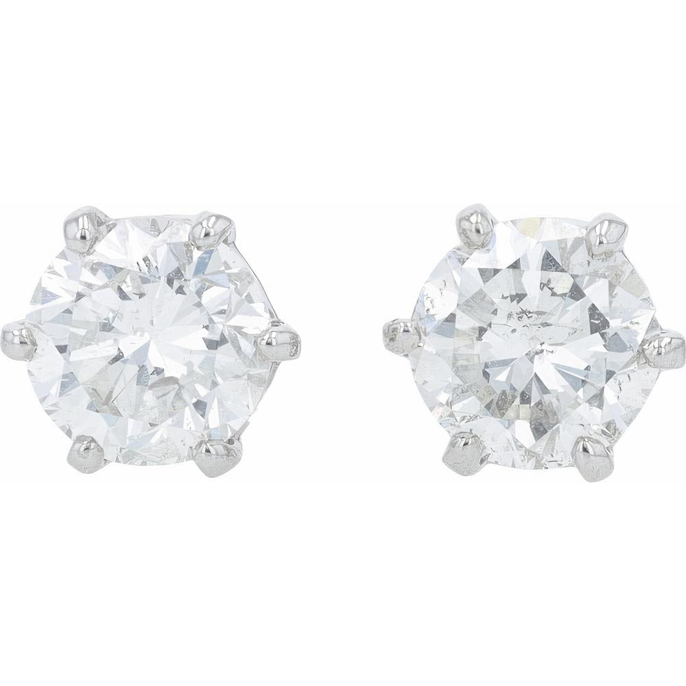 Platinum 900 2.02 Carat Diamond Stud Earrings - 1.01 Carat Each Diamond