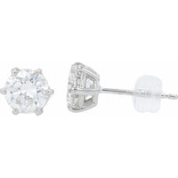 Platinum 900 2.02 Carat Diamond Stud Earrings - 1.01 Carat Each Diamond