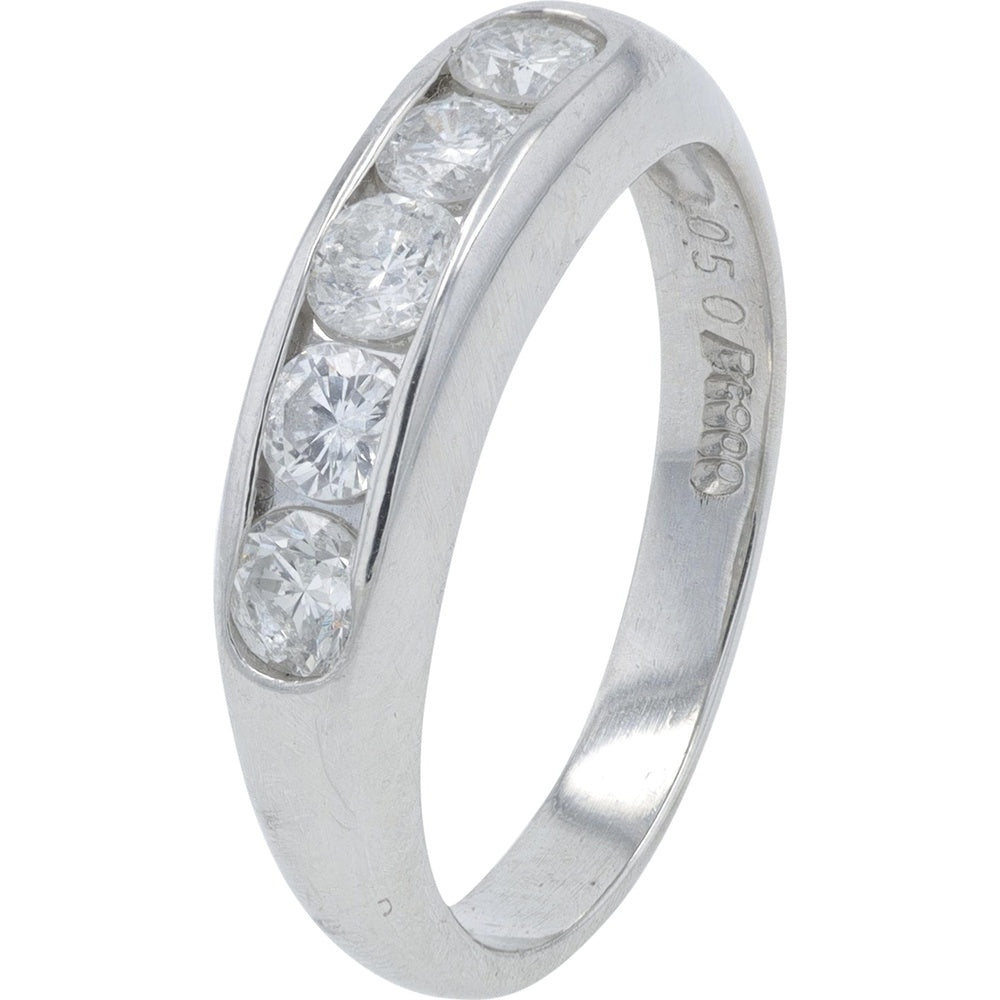 Platinum 900 5-Stone Channel Set Round Diamond Band - 0.50 Carat Total Diamond Weight