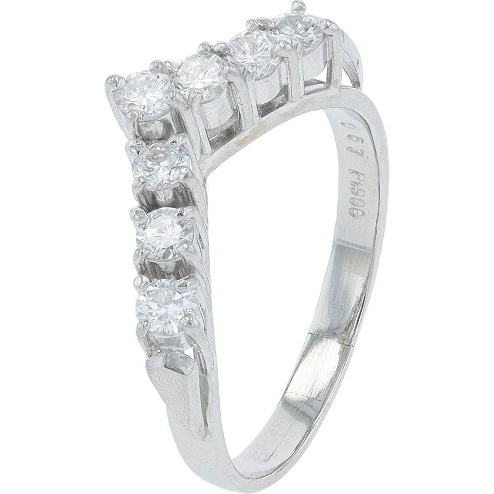 Platinum 900 Band with Prong-Set Round Diamonds - 0.57 Carat Total Diamond Weight