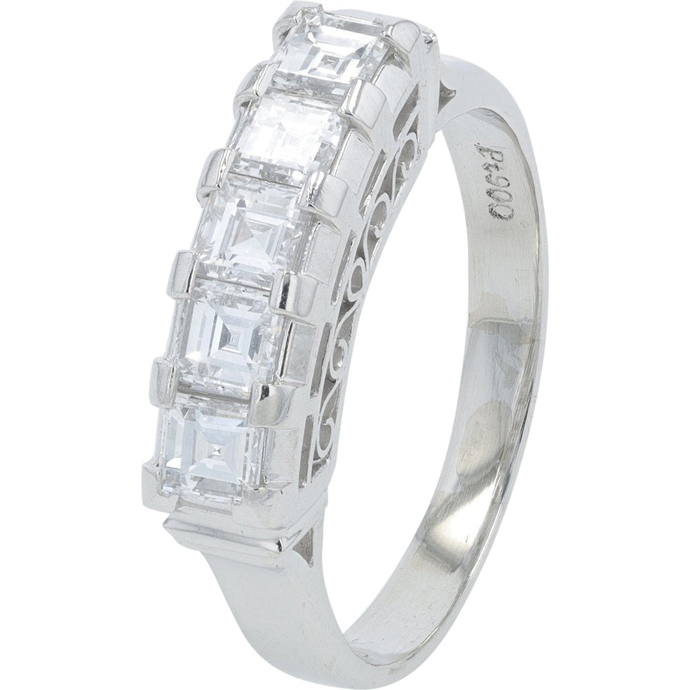 Platinum 900 Bar-Set Square Diamond Band - 0.80 Carat Total Diamond Weight