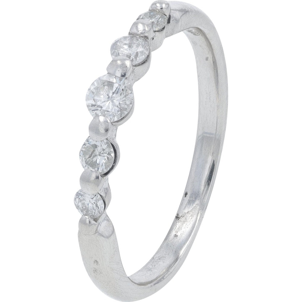 Platinum 900 Bead-Set Round Diamond Band - 0.35 Carat Total Diamond Weight, Size 6.25