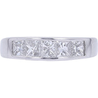 Platinum 900 Channel Set Band with Princess-Cut Diamonds - 1.00 Carat Total Diamond Weight