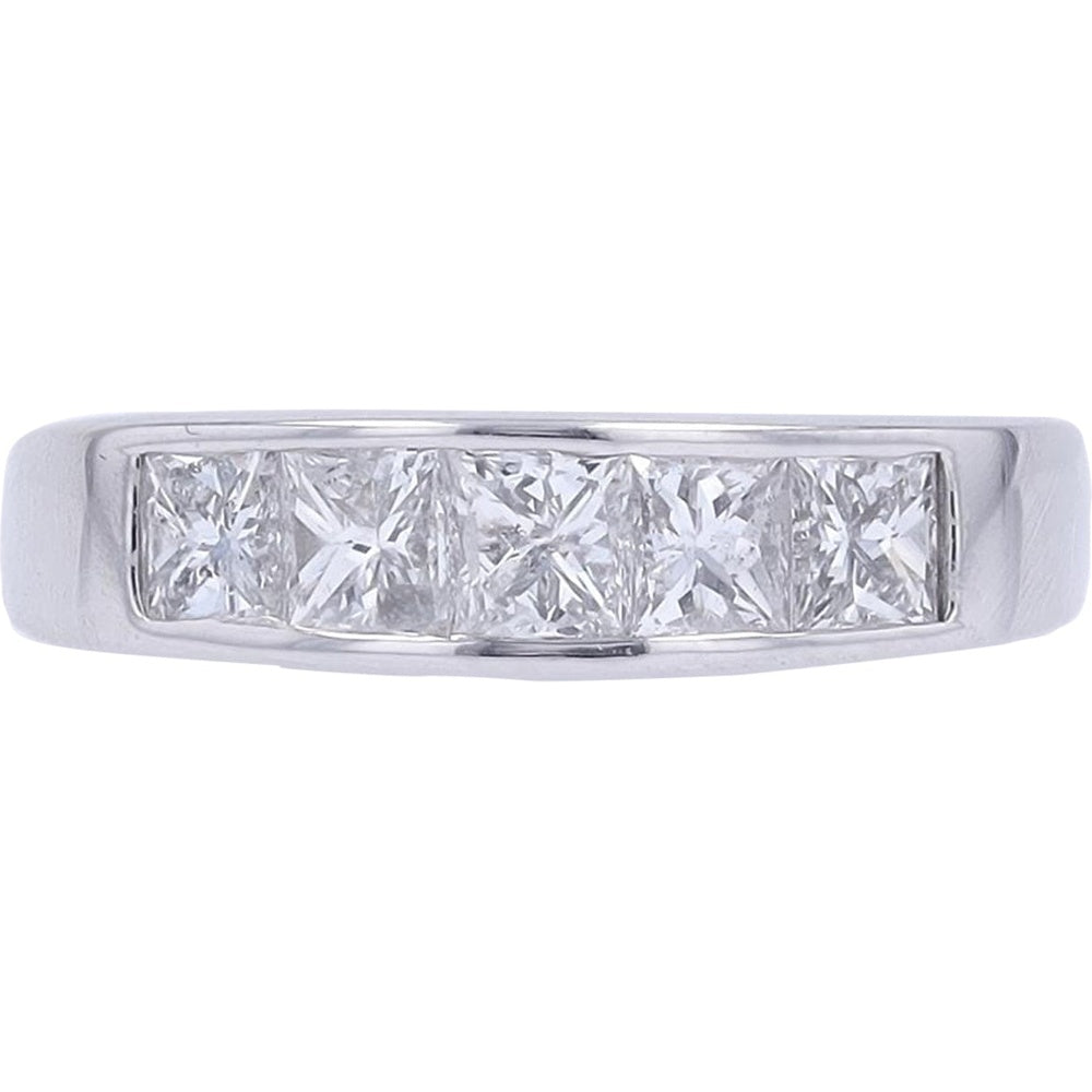 Platinum 900 Channel Set Band with Princess-Cut Diamonds - 1.00 Carat Total Diamond Weight