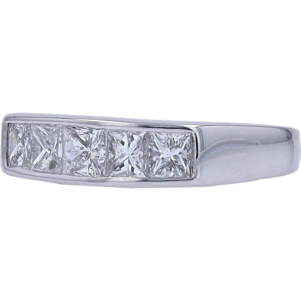 Platinum 900 Channel Set Band with Princess-Cut Diamonds - 1.00 Carat Total Diamond Weight