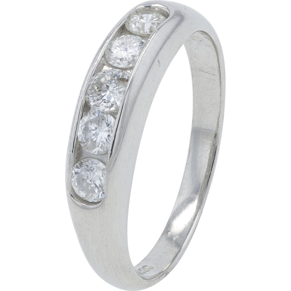 Platinum 900 Channel Set Band with Round Brilliant Cut Diamonds - 0.51 Carat Total Diamond Weight