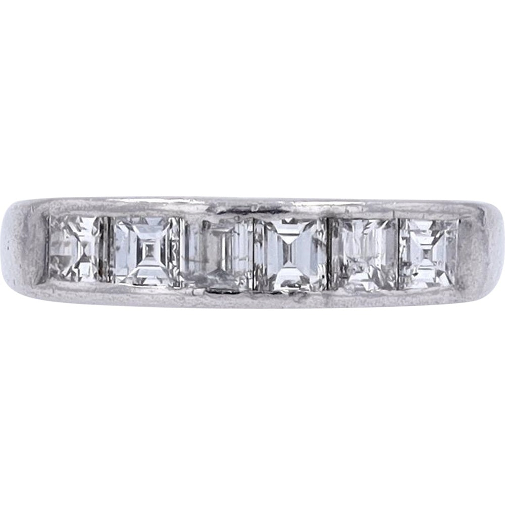 Platinum 900 Channel Set Band with Square-Cut Diamonds - 1.00 Carat Total Diamond Weight