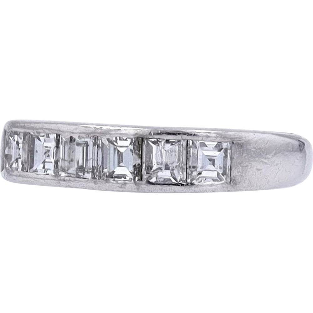 Platinum 900 Channel Set Band with Square-Cut Diamonds - 1.00 Carat Total Diamond Weight