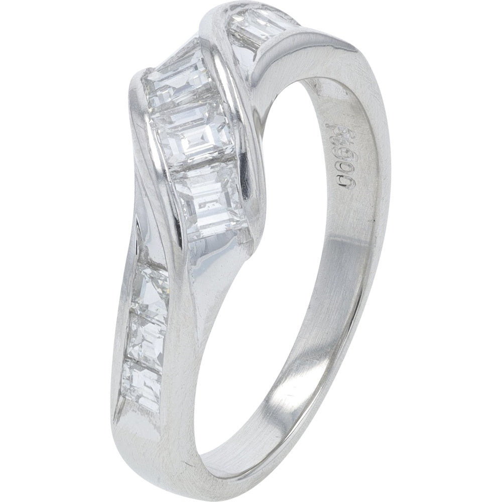 Platinum 900 Channel Set Diamond Band with Intertwined Modern Design - 1.00 Carat Total Diamond Weight