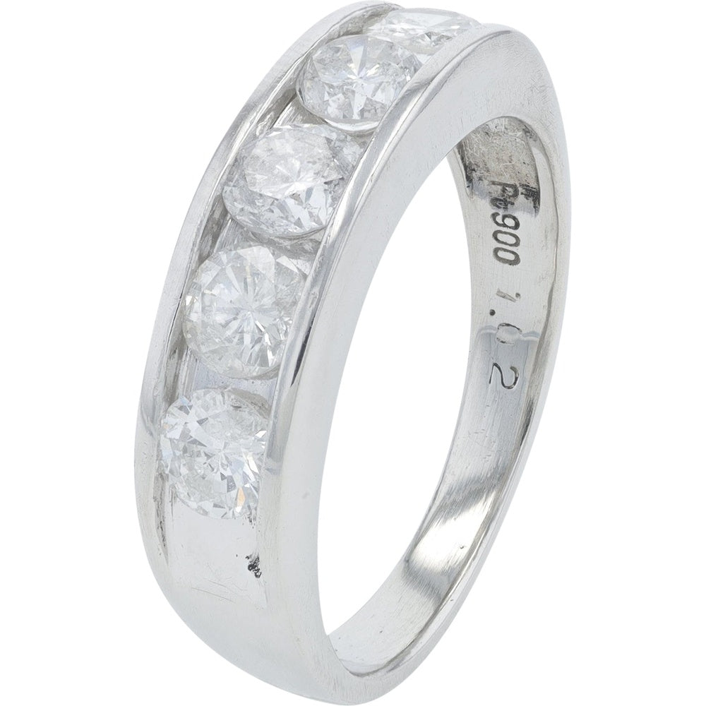 Platinum 900 Channel Set Round Diamond Band - 1.02 Carat Total Diamond Weight
