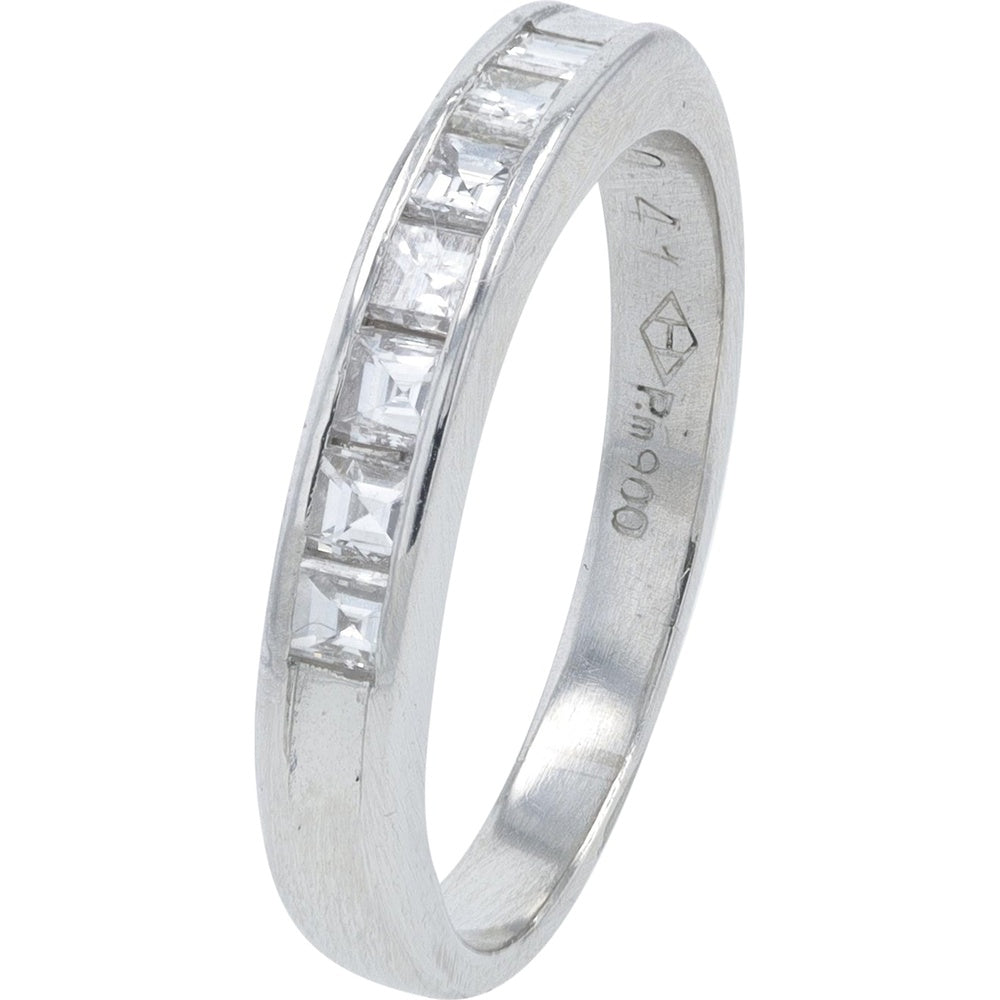 Platinum 900 Channel-Set Square Diamond Band - 0.41 Carat Total Diamond Weight