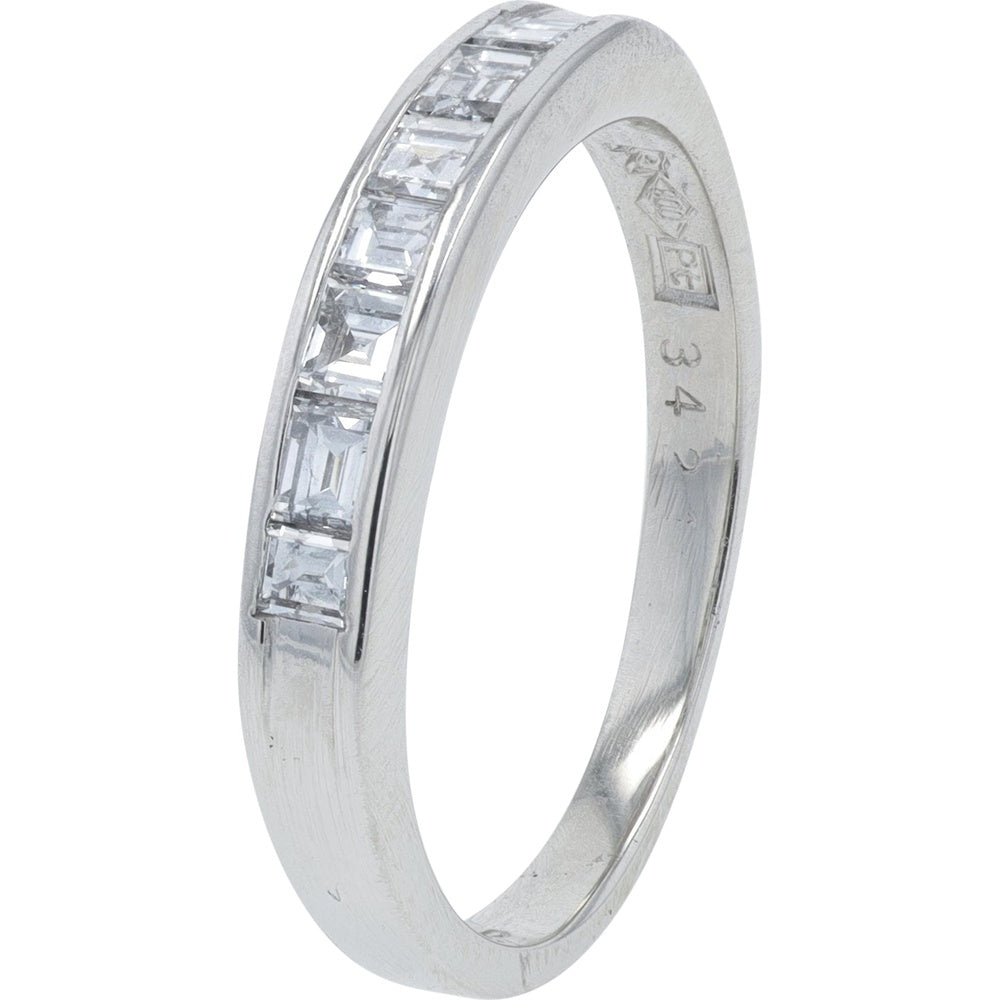 Platinum 900 Channel-Set Step Cut Diamond Band - 0.41 Carat Total Diamond Weight