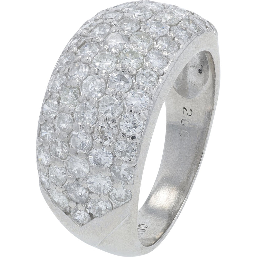 Platinum 900 Contemporary Band with Bead-Set Round Diamonds - 2.00 Carat Total Diamond Weight