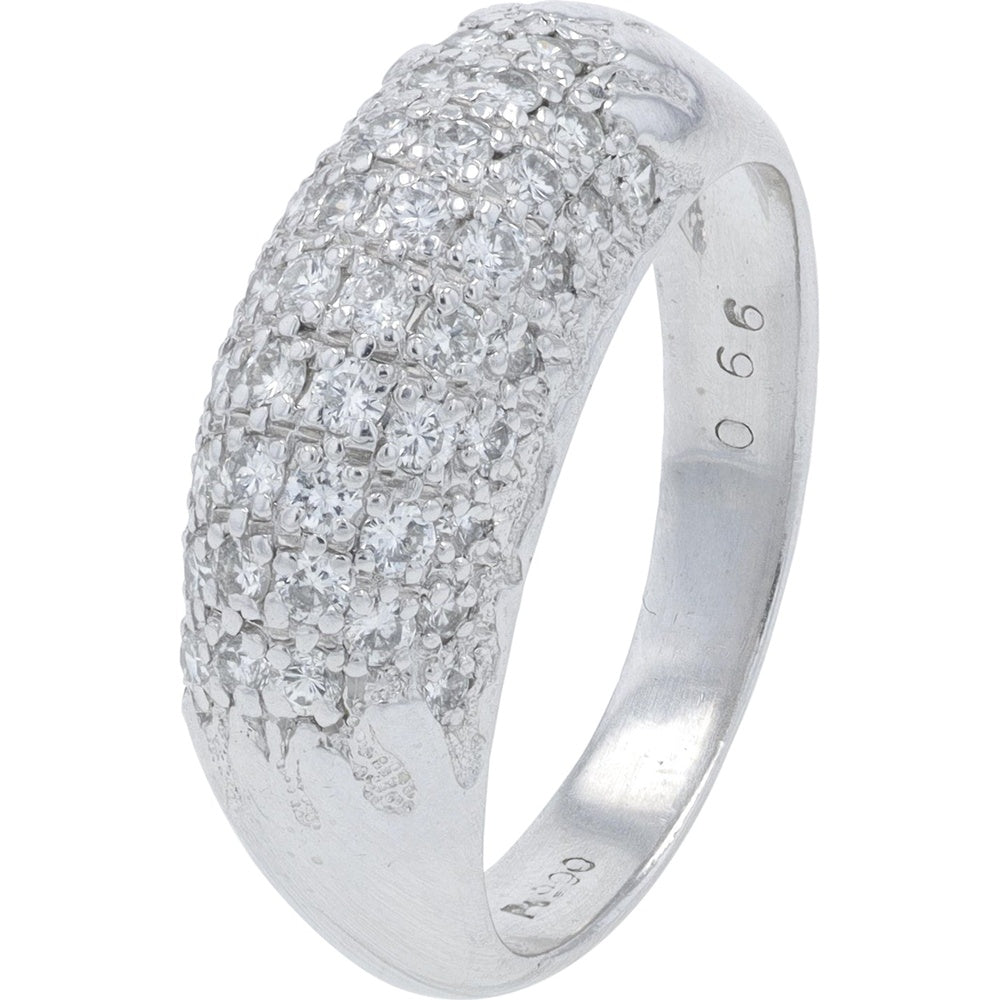 Platinum 900 Diamond Cluster Band with Round Diamonds - 0.66 Carat Total Diamond Weight