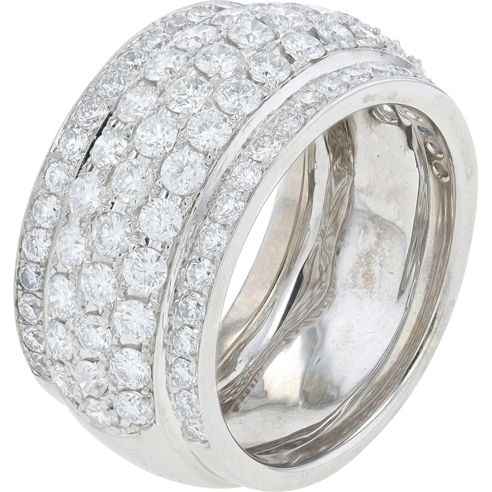 Platinum 900 Diamond Cluster Ring with Round Brilliant Cut Prong Set Diamonds - 2.06 Carat Total Diamond Weight