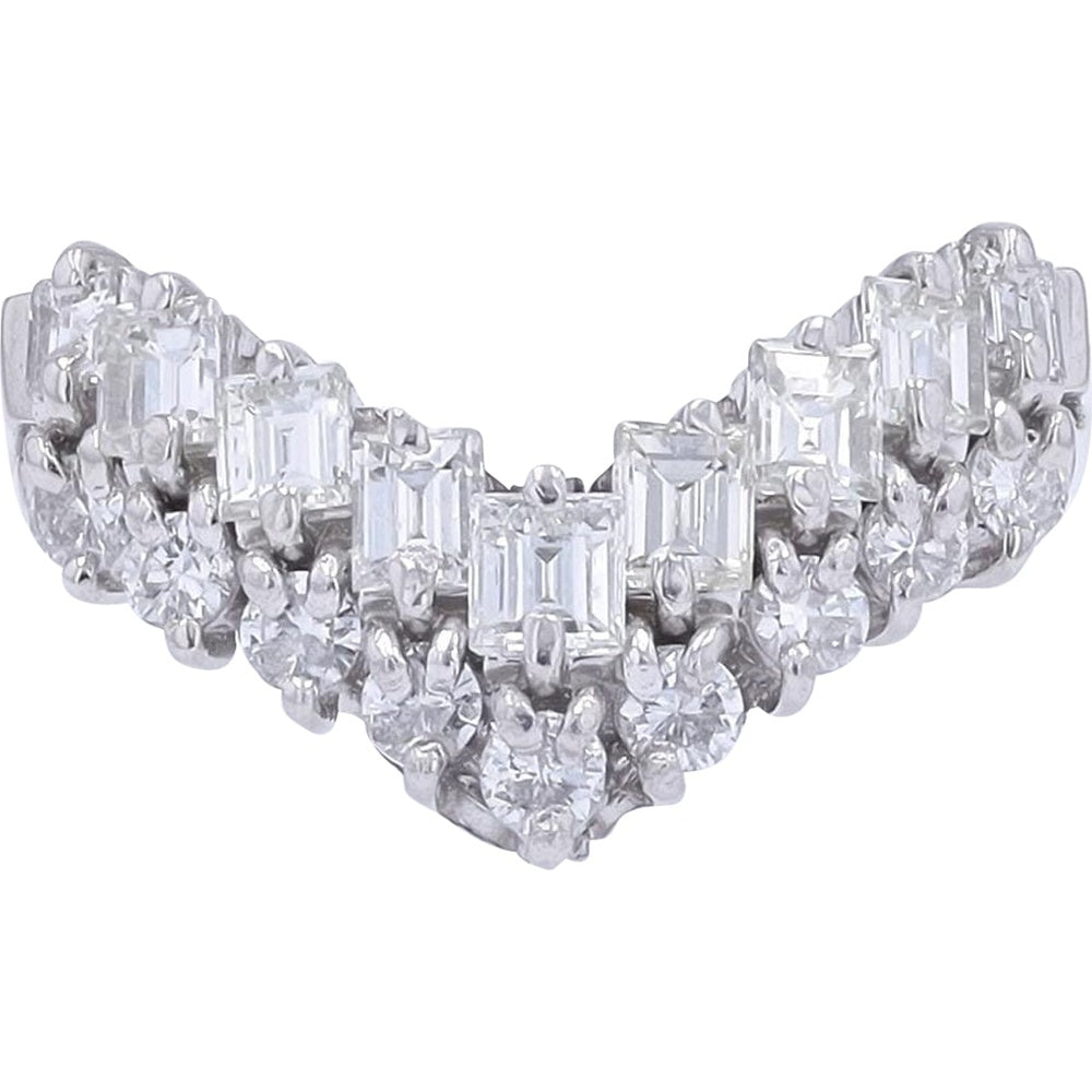 Platinum 900 Diamond Ring Wrap with Prong-Set Round Diamonds - 1.00 Carat Total Diamond Weight