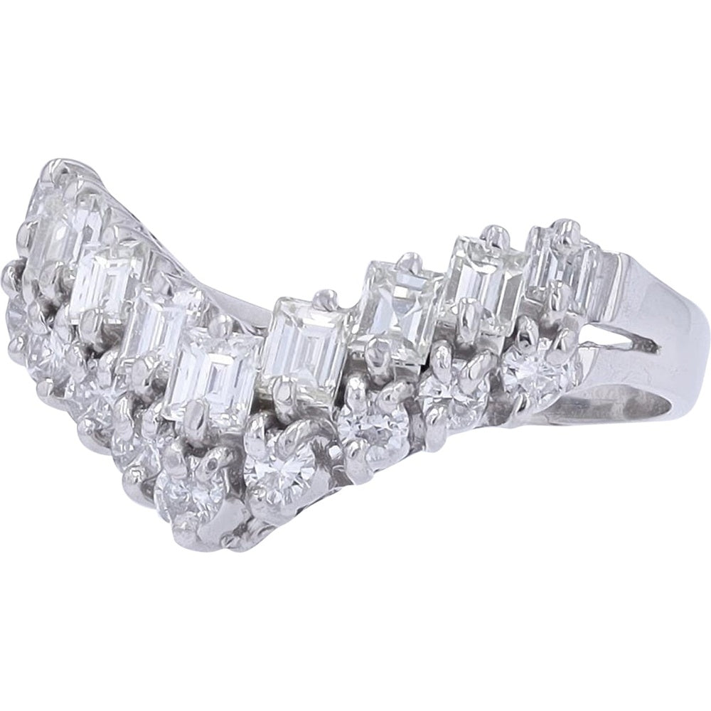 Platinum 900 Diamond Ring Wrap with Prong-Set Round Diamonds - 1.00 Carat Total Diamond Weight