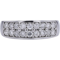 Platinum 900 Double Row Round Diamond Band Ring - 1.00 Carat Total Diamond Weight, Size 7.75