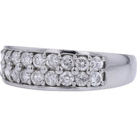 Platinum 900 Double Row Round Diamond Band Ring - 1.00 Carat Total Diamond Weight, Size 7.75