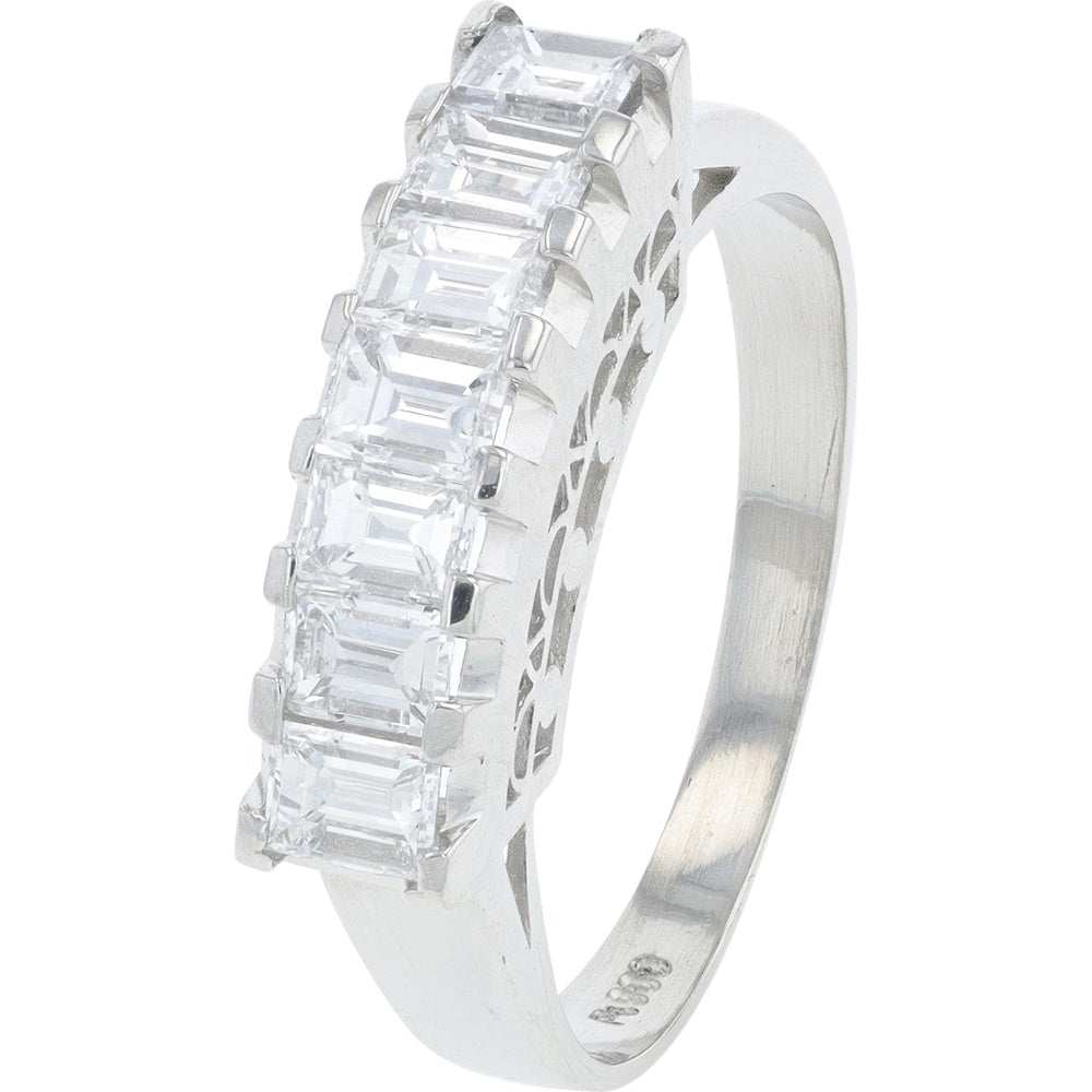 Platinum 900 Emerald Cut Diamond Band - 1.06 Carat Total Diamond Weight - Size 6.5