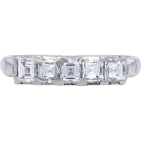 Platinum 900 Five-Stone Diamond Band with Bar Setting - 1.05 Carat Total Diamond Weight
