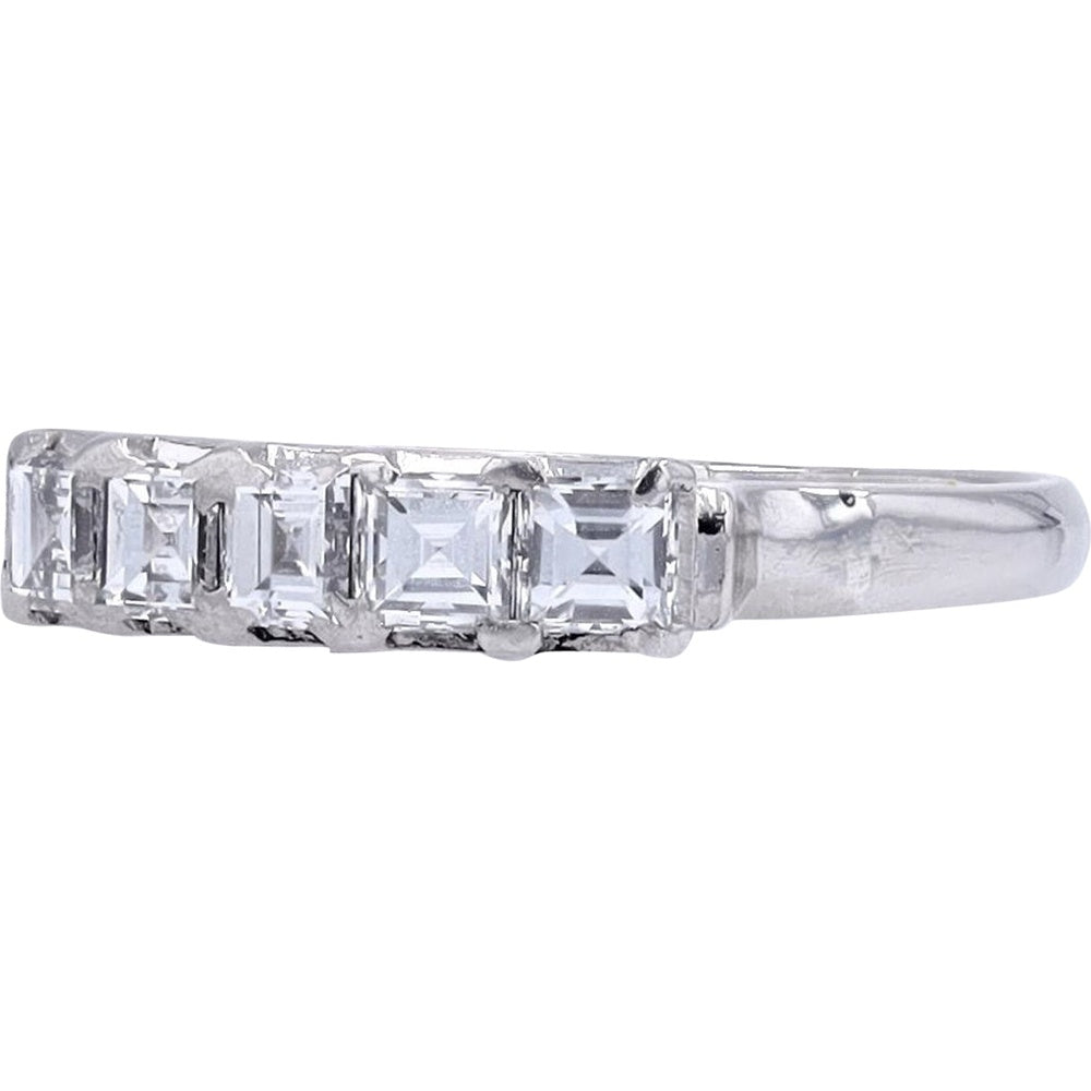 Platinum 900 Five-Stone Diamond Band with Bar Setting - 1.05 Carat Total Diamond Weight