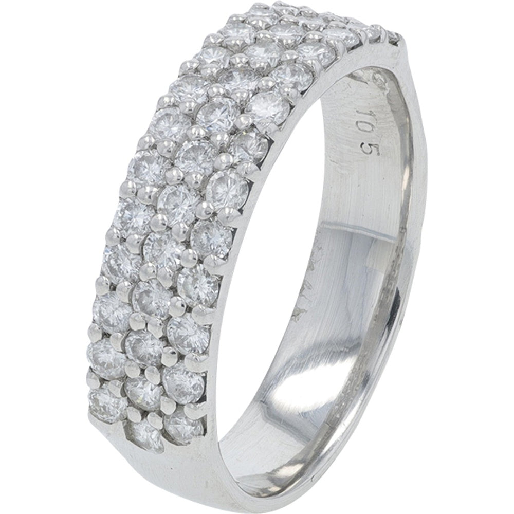 Platinum 900 Multi-Row Pave Set Round Diamond Band - 1.05 Carat Total Diamond Weight