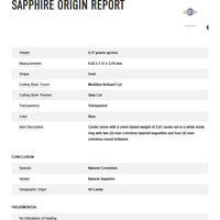 Platinum 900 No Heat Sri Lanka Sapphire Ring with 0.30 Carats Diamonds - GIA Certified 2.67 Carats Total Sapphire Weight