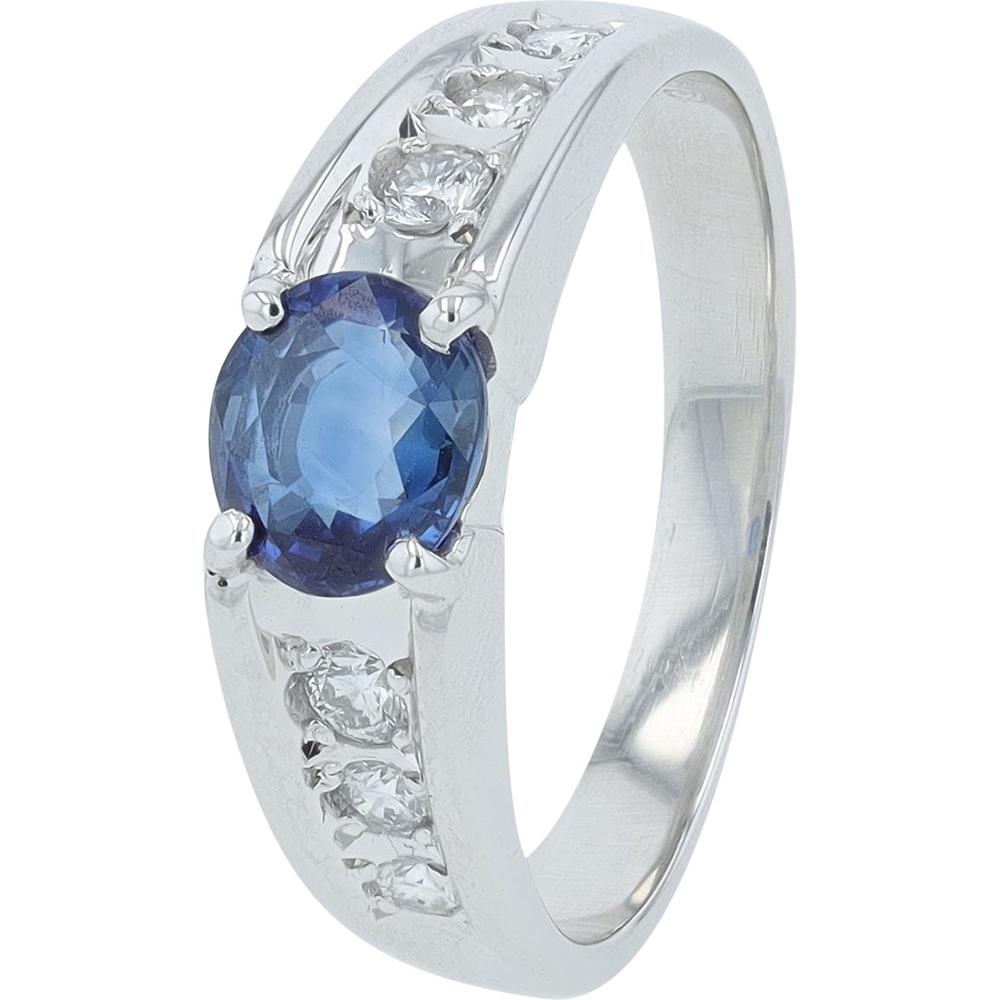 Platinum 900 Ring with 1.00 Carat No Heat Madagascar Sapphire and 0.24 Carat Diamond Accents