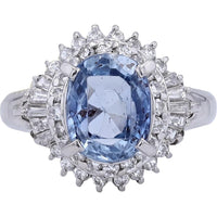 Platinum 900 Sri Lanka No Heat Sapphire Ring with 0.58 Carat Total Diamond Weight - 2.87 Carat Sapphire