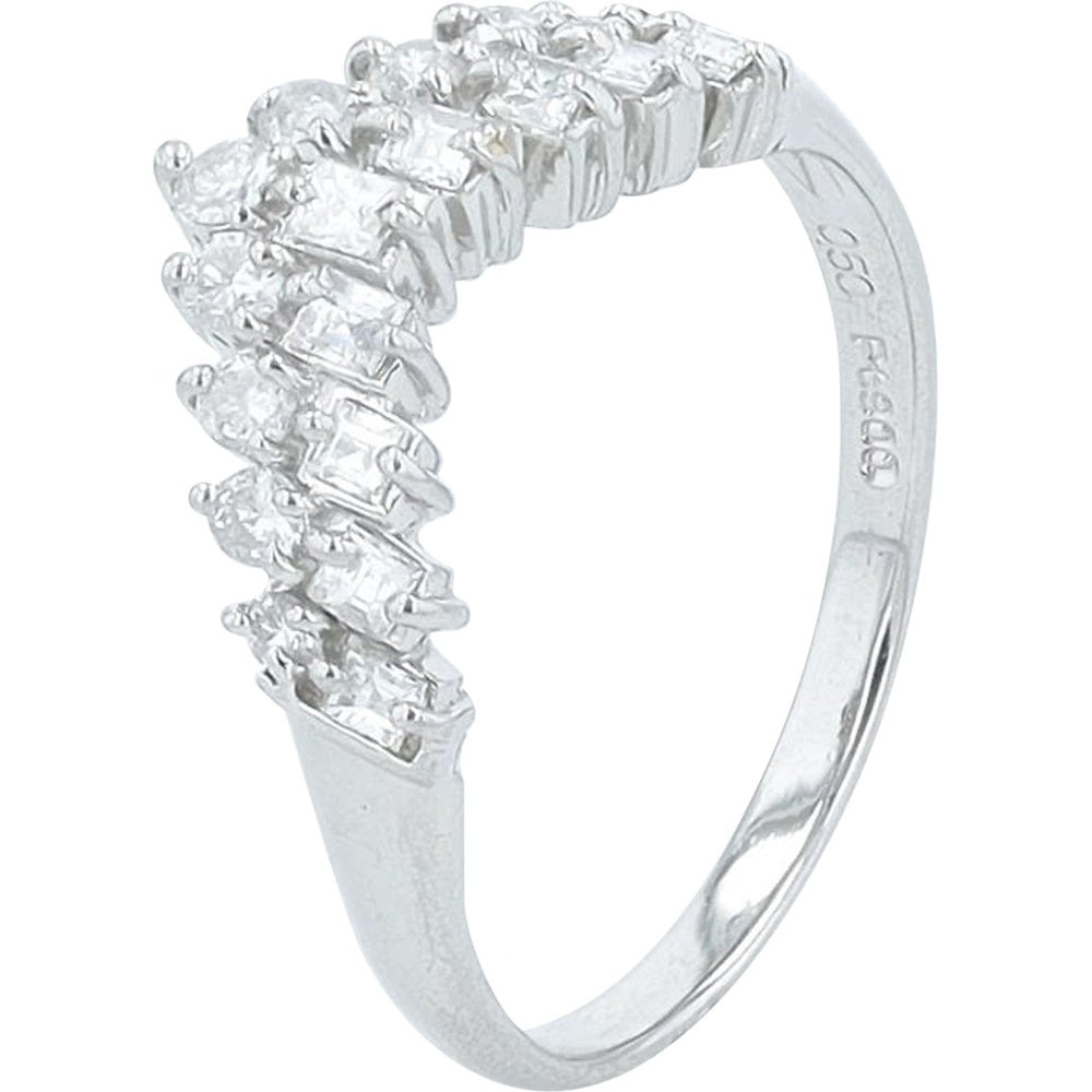 Platinum 900 Staggered Mixed-Cut Diamond Band - 0.50 Carat Total Diamond Weight