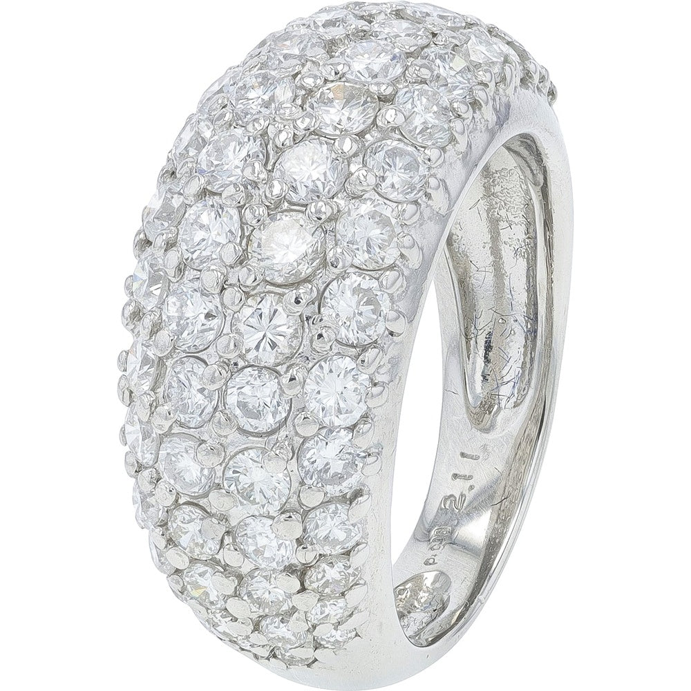 Platinum 900 Wide Dome Band with Pavé-Set Round Brilliant Diamonds - 2.11 Carat Total Diamond Weight