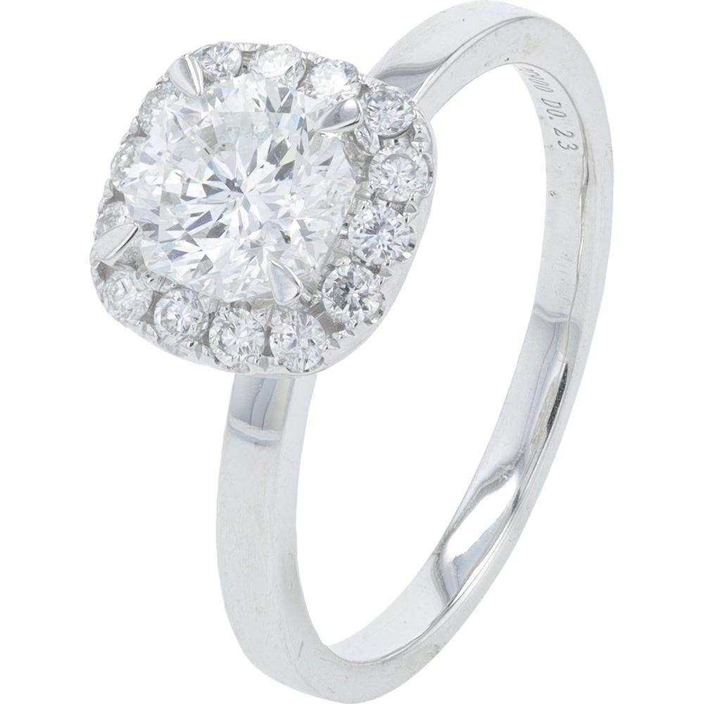 Platinum 950 1.22 Carat Total Diamond Engagement Ring with Octillion Cut Halo Setting