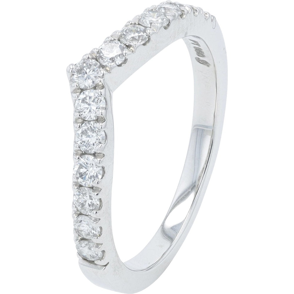 Platinum 950 Chevron Band with Prong-Set Round Brilliant Diamonds - 0.50 Carat Total Diamond Weight