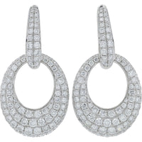 Platinum 950 Diamond Drop Earrings with Shared-Prong Set Round Diamonds - 5.23 Carat Total Diamond Weight