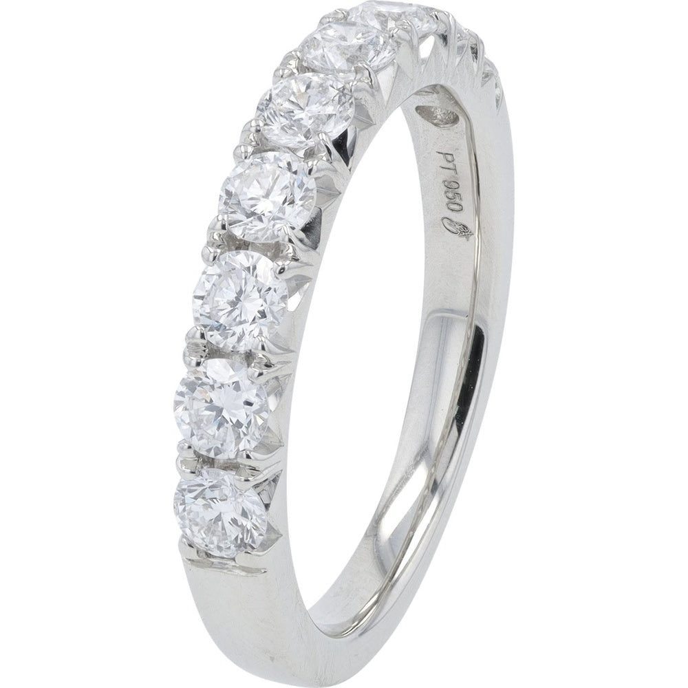 Platinum 950 Half Eternity Band with Shared Prong Set Round Lab Grown Diamonds - 1.00 Carat Total Diamond Weight