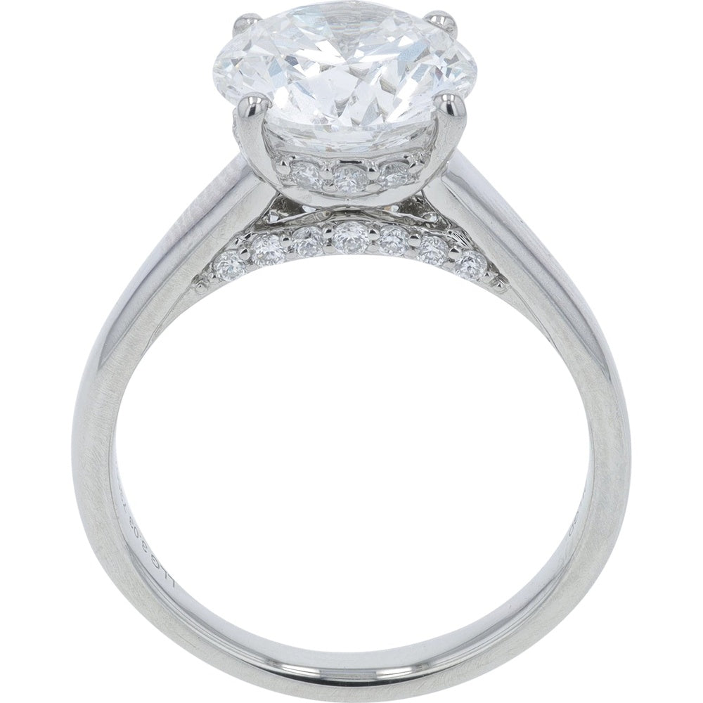 Platinum 950 Hidden Halo Engagement Ring with 3.00 Carat Round Lab-Grown Diamond and 3.25 Carat Total Diamond Weight