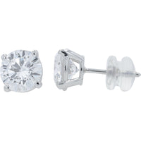 Platinum 950 Round Brilliant Lab Grown Diamond Stud Earrings - 3.00 Carat Total Diamond Weight