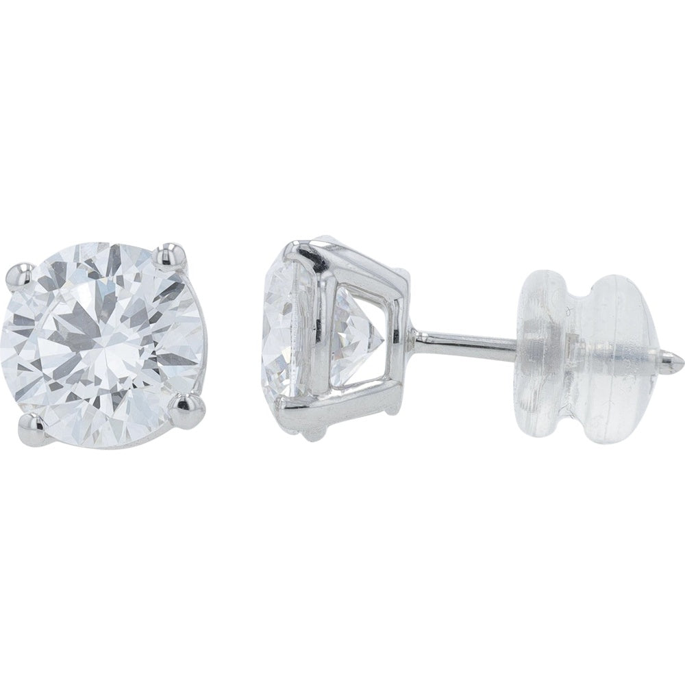 Platinum 950 Round Brilliant Lab Grown Diamond Stud Earrings - 3.00 Carat Total Diamond Weight