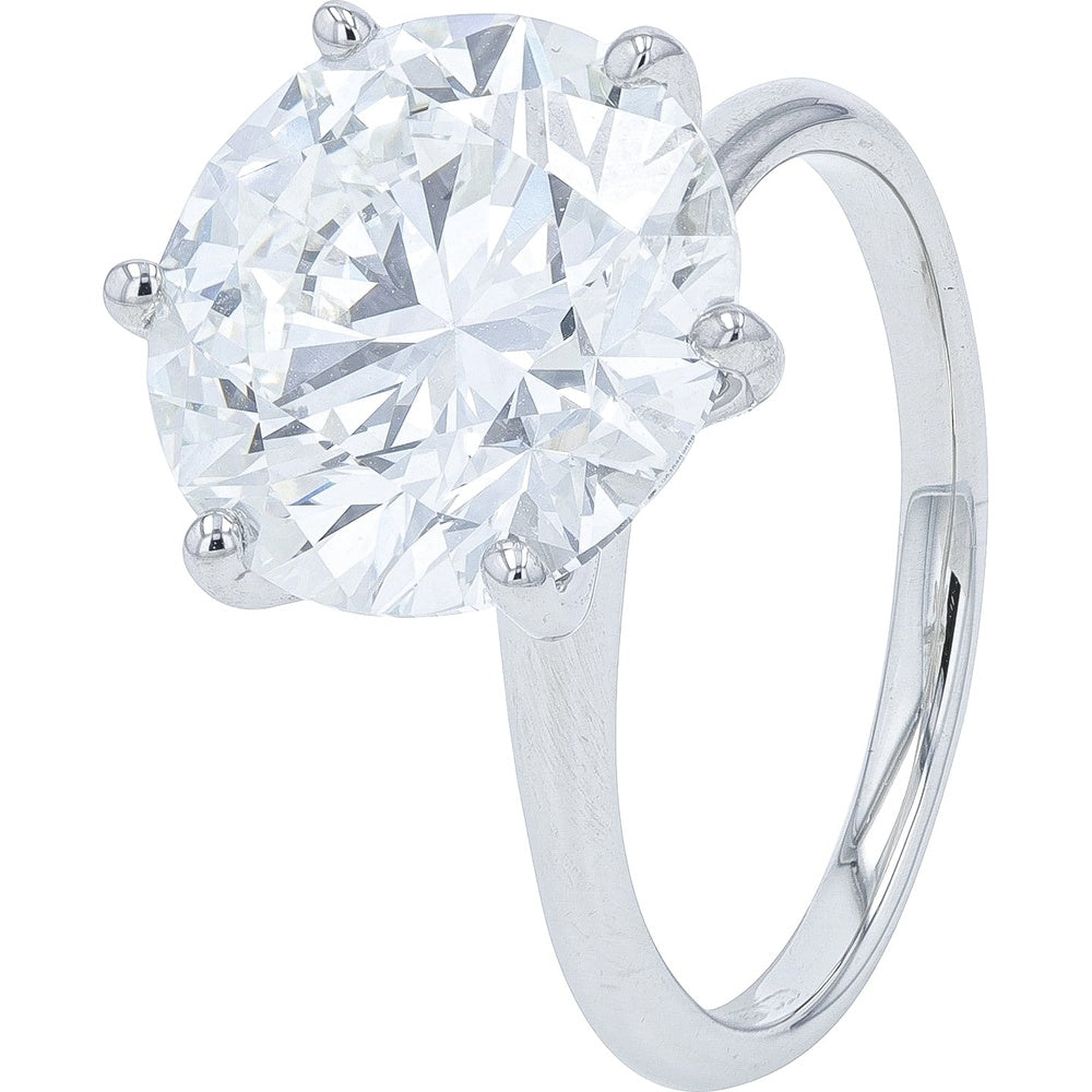 Platinum 950 Solitaire Engagement Ring with 6-Prong Set Round Lab Grown Diamond - 5.66 Carat Total Diamond Weight