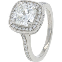 Platinum and 18K White Gold Halo Engagement Ring with 2.03 Carat Cushion Cut Diamond and Accent Diamonds - 2.51 Carat Total Diamond Weight