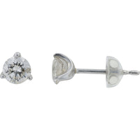Platinum and 18K White Gold Three-Prong Set Round Diamond Stud Earrings - 1.06 Carat Total Diamond Weight
