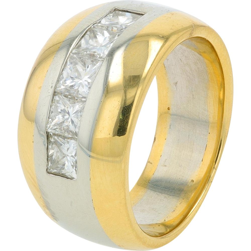 Platinum & 18K Yellow Gold 1.25 Carat Total Weight Princess Cut Diamond Ring