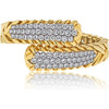 Platinum & 18K Yellow Gold Crossover Diamond Bracelet with 8.75 Carat Round Diamonds - David Webb Signature Design