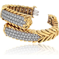 Platinum & 18K Yellow Gold Crossover Diamond Bracelet with 8.75 Carat Round Diamonds - David Webb Signature Design