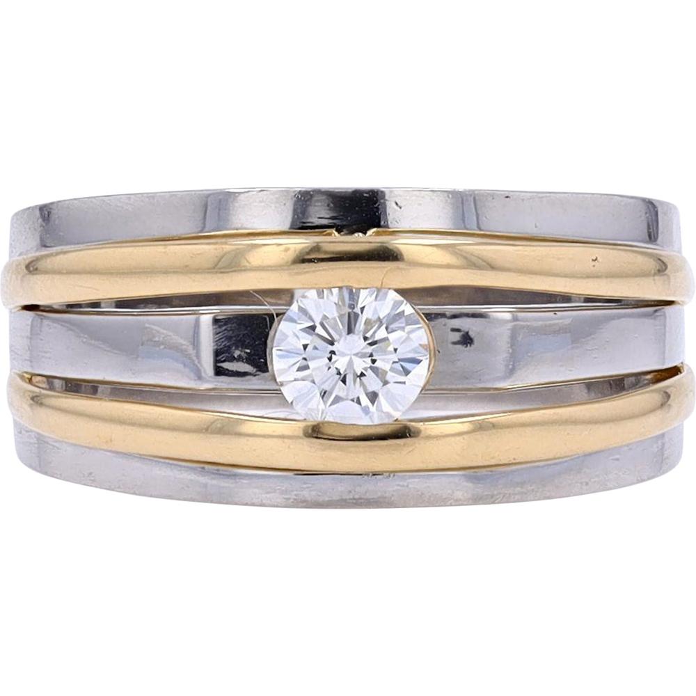 Platinum and 18K Yellow Gold Diamond Ring - 0.35 Carat Total Diamond Weight
