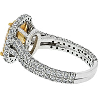 Platinum & 18K Yellow Gold Fancy Yellow Diamond Ring with Diamond Halo - 2.2 Carats Total Diamond Weight