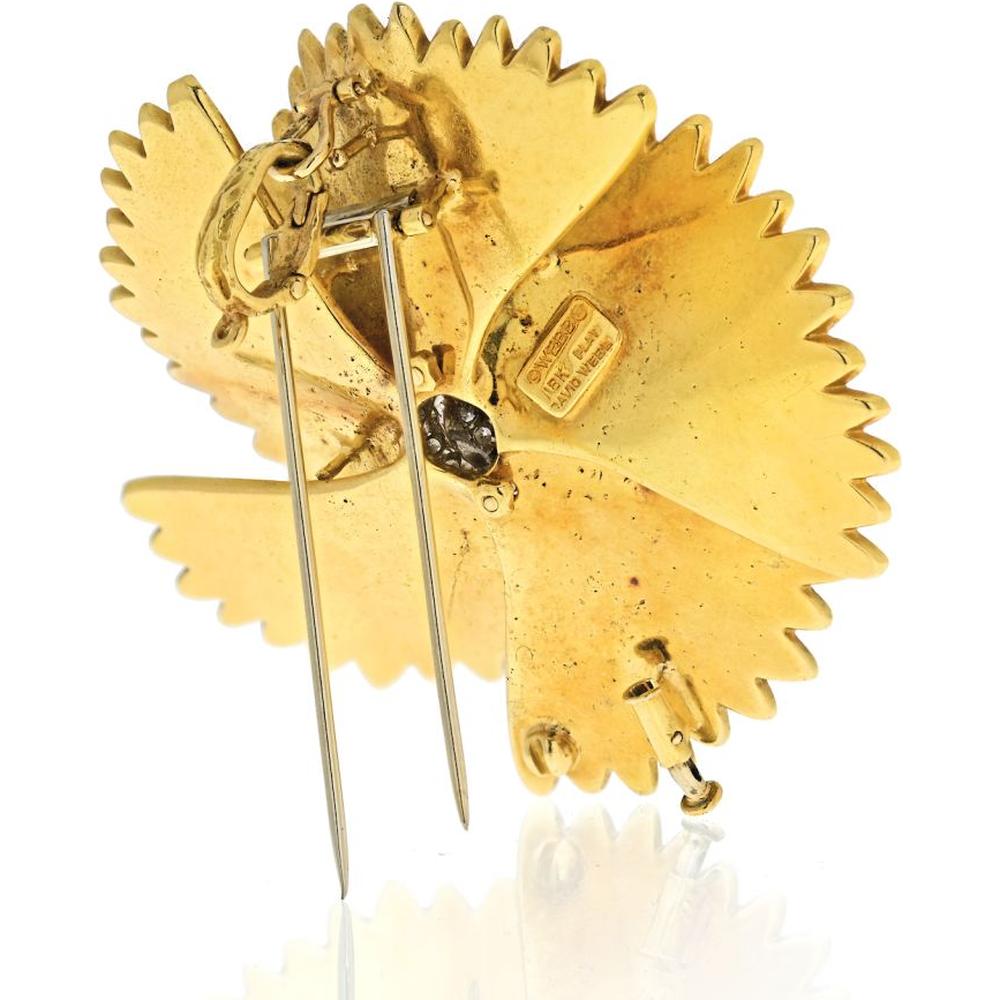 Platinum & 18K Yellow Gold Floral Brooch with 14 Carats of Brilliant Diamonds - 39 Grams Total Weight