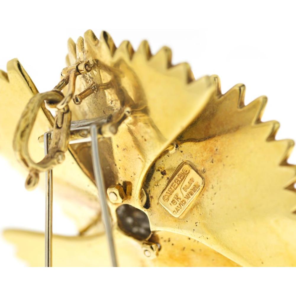 Platinum & 18K Yellow Gold Floral Brooch with 14 Carats of Brilliant Diamonds - 39 Grams Total Weight