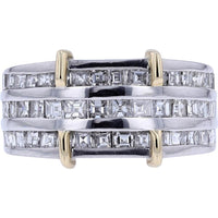 Platinum & 18K Yellow Gold Multi-Row Diamond Band - 1.40 Carats Total Diamond Weight